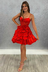 A Line Yellow Corset Short Homecoming Dress With 3D Flowers