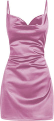Satin Sleeveless Spaghetti Strap Mini Homecoming Dress