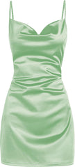 Satin Sleeveless Spaghetti Strap Mini Homecoming Dress