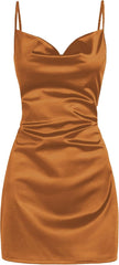 Satin Sleeveless Spaghetti Strap Mini Homecoming Dress