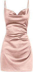 Satin Sleeveless Spaghetti Strap Mini Homecoming Dress