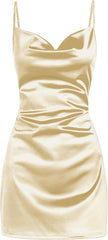 Satin Sleeveless Spaghetti Strap Mini Homecoming Dress