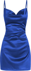 Satin Sleeveless Spaghetti Strap Mini Homecoming Dress