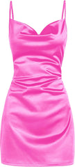Satin Sleeveless Spaghetti Strap Mini Homecoming Dress