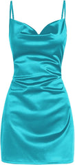 Satin Sleeveless Spaghetti Strap Mini Homecoming Dress