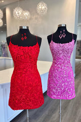 Lilac Tight Short Prom Dress with Appliques