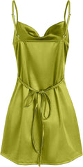 Satin Sleeveless Spaghetti Strap Mini Homecoming Dress