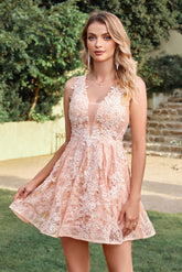 Beautiful Tulle Short A-line Lace Prom Dress with Ruffles