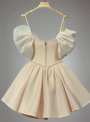 Champagne Off the Shoulder Mini A-line Homecoming Dress