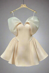 Champagne Off the Shoulder Mini A-line Homecoming Dress