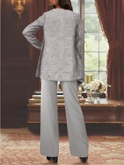Sequined Chiffon Pantsuits for the Mother of the Bride with Jacket