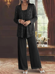 Sequined Chiffon Pantsuits for the Mother of the Bride with Jacket