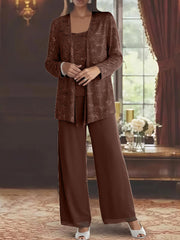 Sequined Chiffon Pantsuits for the Mother of the Bride with Jacket