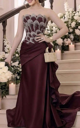 Beaded Fairytale Mikado Evening Gown With Dramatic Train