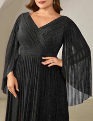Glittery Empire Waist Batwing Sleeve Mother of the Bride Formal Dress