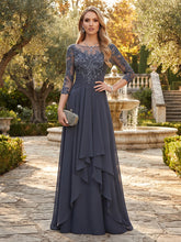 A Line V Neck Half Sleeve Mother of the Bride Dress with Lace Appliques