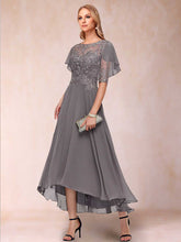 Mother of the Bride A Line Princess Scoop Half Sleeves Dress with Appliques