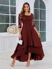 Mother of the Bride A-Line Half Sleeves Appliques High-Low Dress