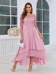 Mother of the Bride A-Line Half Sleeves Appliques High-Low Dress