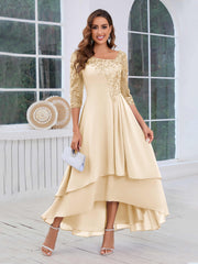 Mother of the Bride A-Line Half Sleeves Appliques High-Low Dress