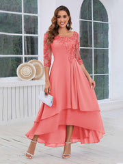 Mother of the Bride A-Line Half Sleeves Appliques High-Low Dress