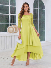 Mother of the Bride A-Line Half Sleeves Appliques High-Low Dress