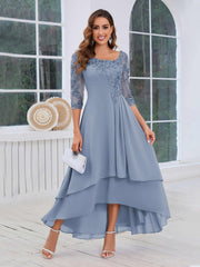 Mother of the Bride A-Line Half Sleeves Appliques High-Low Dress