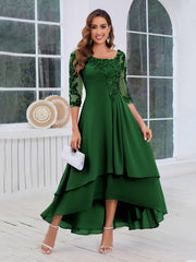 Mother of the Bride A-Line Half Sleeves Appliques High-Low Dress