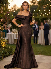 Grace giving Sheath Off the Shoulder Beading Floor Length Silk like Satin Corset Mother of the Bride Dress