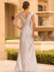 Regal Sheath Scoop Ruffles Floor Length Mother of the Bride Dress