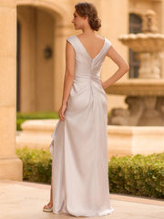 Regal Sheath Scoop Ruffles Floor Length Mother of the Bride Dress