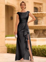 Regal Sheath Scoop Ruffles Floor Length Mother of the Bride Dress
