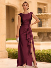 Regal Sheath Scoop Ruffles Floor Length Mother of the Bride Dress