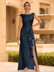 Regal Sheath Scoop Ruffles Floor Length Mother of the Bride Dress