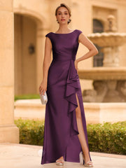 Regal Sheath Scoop Ruffles Floor Length Mother of the Bride Dress