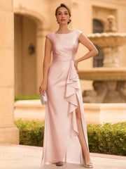 Regal Sheath Scoop Ruffles Floor Length Mother of the Bride Dress