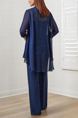 Elegant Chiffon Long Sleeve Mother Of The Bride Jumpsuit with Jacket Babyonlines