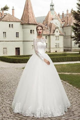 Elegant Long Sleeve A-line Lace wedding dress