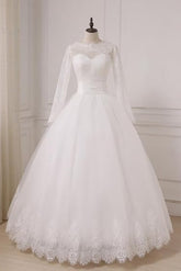 Elegant Long Sleeve A-line Lace wedding dress