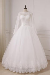 Elegant Long Sleeve A-line Lace wedding dress