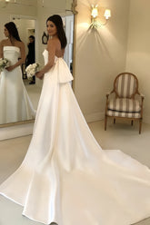 Gorgeous Ball Gown Wedding Dress With Straight Satin Court Train and Bow