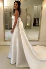 Gorgeous Ball Gown Wedding Dress With Straight Satin Court Train and Bow