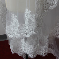 Lace Edge One Tier Tulle Cathedral Length Wedding Veil with Blusher