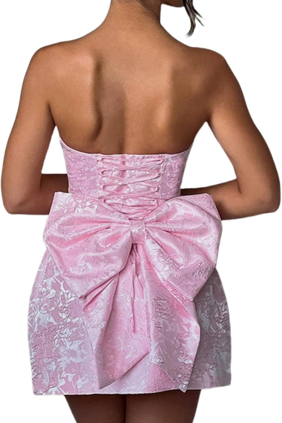 Modest Strapless Satin  A Line Short Homecoming Dress with Bow