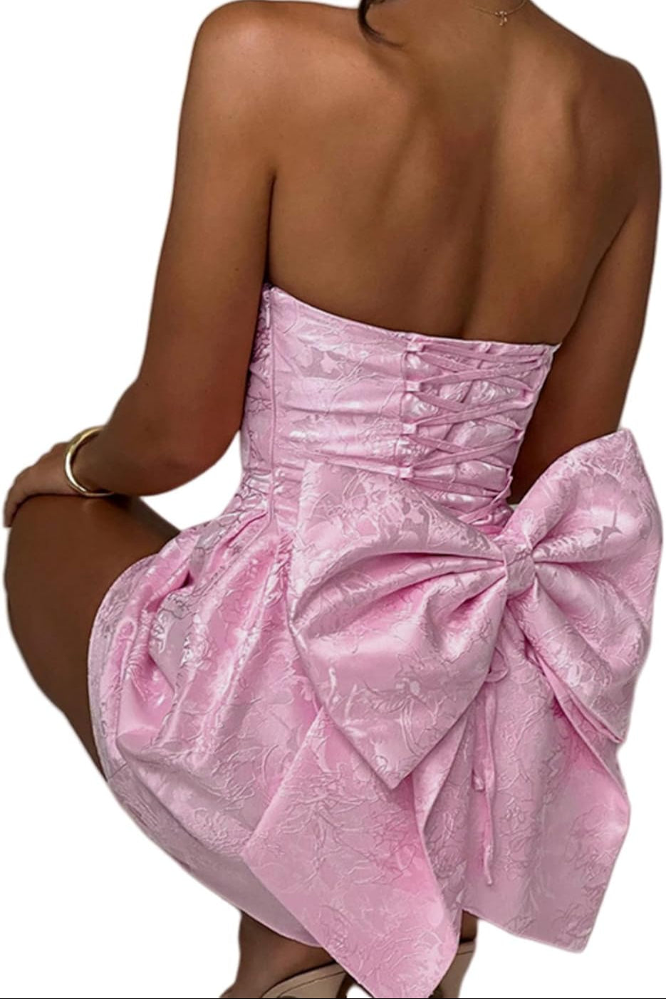 Modest Strapless Satin  A Line Short Homecoming Dress with Bow