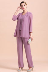 Purple Square Neck Mother Of The Bride Jumpsuit with Jacket Babyonlines