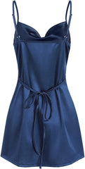 Satin Sleeveless Spaghetti Strap Mini Homecoming Dress