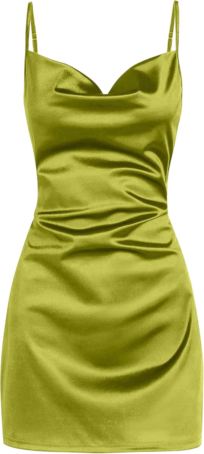 Satin Sleeveless Spaghetti Strap Mini Homecoming Dress
