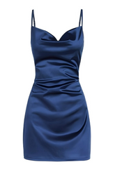 Satin Sleeveless Spaghetti Strap Mini Homecoming Dress