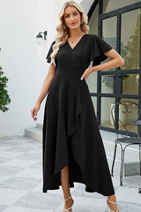 Short Sleeve Black High Low A-line Mother Of The Bride Dress Babyonlines